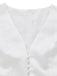 Robe blanche unie sans manches col en V boutons années 1950