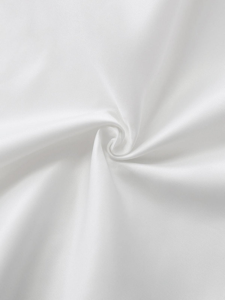 Robe blanche unie sans manches col en V boutons années 1950