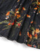 Robe midi noire à volants en résille florale années 1930