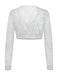Haut Court Blanc Floral Dentelle Manches Longues Années 1950 2