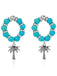 Vintage Perlé Palmier Arbre Boucles d'Oreilles Bleu Lac