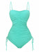 Maillot de bain une pièce verte ruché bretelles 1940s