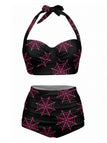 Maillot de Bain Dos Nu Lacé Toile d'Araignée Noir années 50