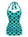 Maillot de Bain Dos Nu Froncé à Pois Menthe années 50