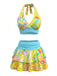 Ensemble Bikini Halter Imprimé Psychédélique Multicolore Années 80