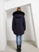 Manteau Années 50 Garnie de Fourrure Synthétique à Boucle
