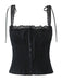 corset noir à bretelles en dentelle sur fond blanc