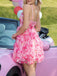 Robe dos nu 3D fleurs évidée rose années 1950