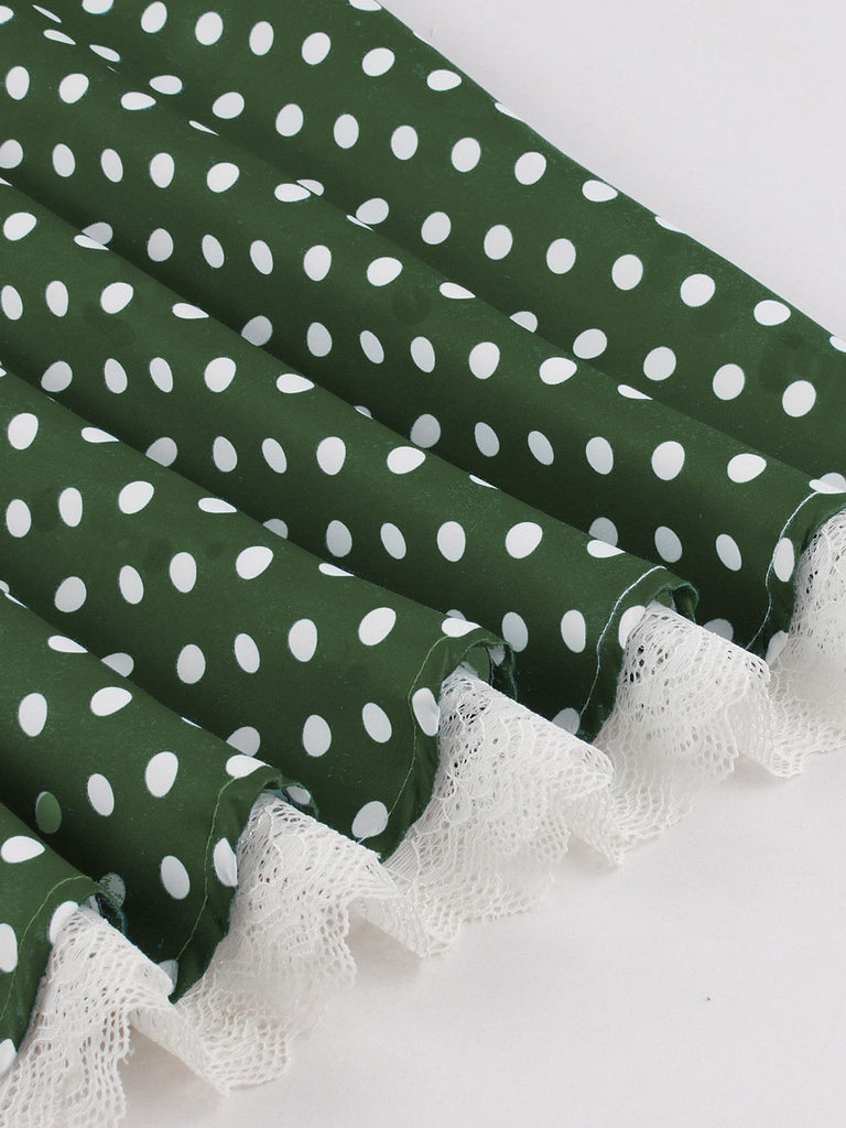 Robe dos nu en dentelle patchwork à pois des années 1950
