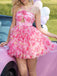 Robe dos nu 3D fleurs évidée rose années 1950