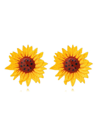 Clous d'oreilles tournesol jaune vintage