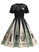 [Prévente] Robe patchwork imprimé toile d'araignée rouge pour Halloween des années 1950