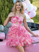 Robe dos nu 3D fleurs évidée rose années 1950