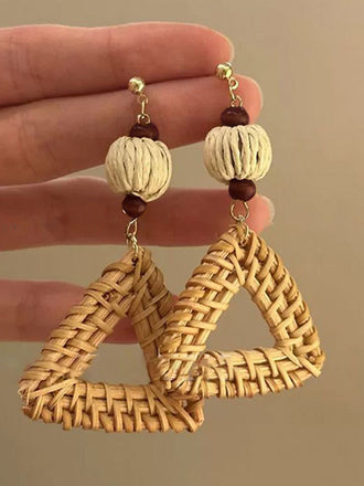 Boucles d'oreilles en rotin de style vintage