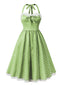 Robe dos nu en dentelle patchwork à pois des années 1950