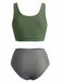 Olive Vert Nœud Devant Taille Haute Ensemble Tankini Années 1940 3