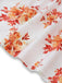 Robe à Manches Bouffantes Smockée Floral Orange Années 40