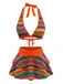 Ensemble Bikini Bohème Asymétrique & Cache-Maillot Orange Années 1980