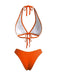 Ensemble Bikini Bohème Asymétrique & Cache-Maillot Orange Années 1980