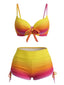 Orange Ensemble bikini short de bain à lacets dégradé années 60