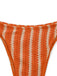Orange and white striped bikini bottom on a white background