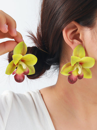 Orchidée Fleur Imposant Boucles d'Oreilles 3