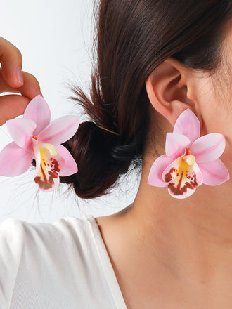 Orchidée Fleur Imposant Boucles d'Oreilles