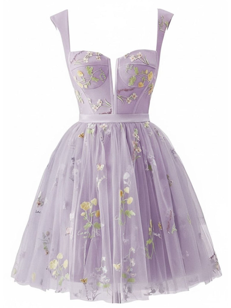 Robe courte verte dentelle florale brodée années 1970