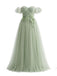 Robe Évasée Épaules Dénudées en Maille Florale Vert Pâle Années 1930
