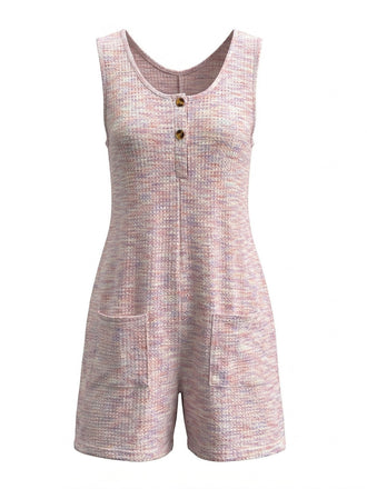 Combishort Sans Manches Boutonné en Tweed Rose Années 30