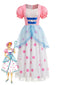 Robe Rose Cosplay Bo Peep à Pois Manches Bouffantes Années 40