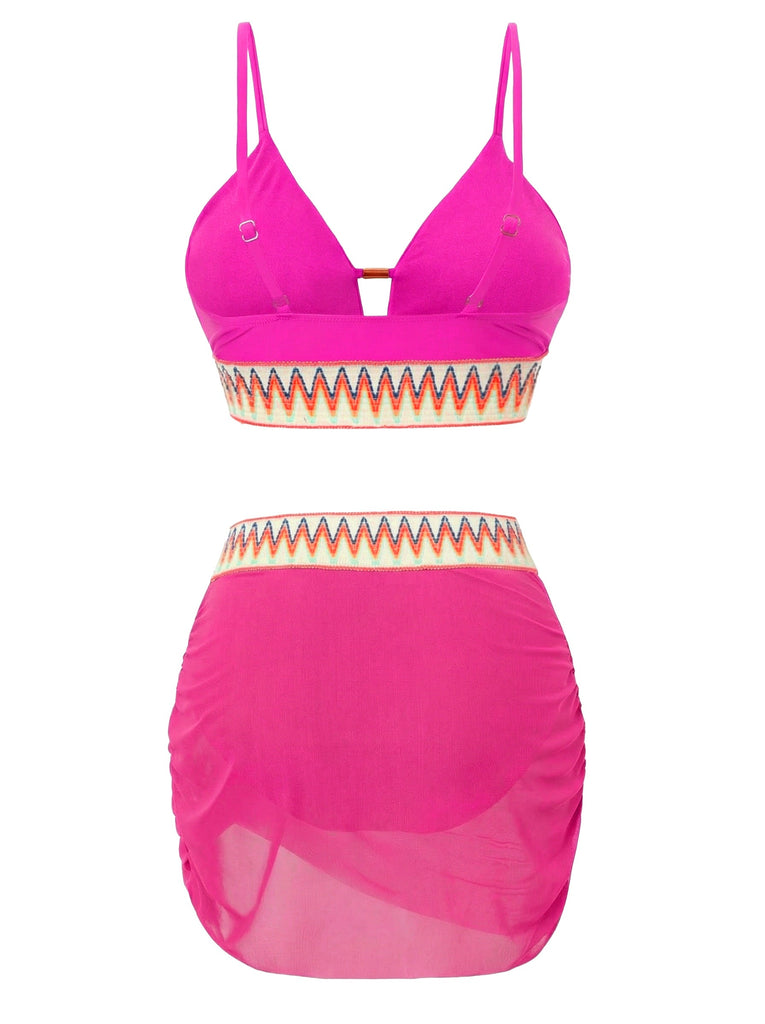 Chevron Filet Patchwork Ensemble Tankini Années 1940 11