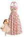 Florale Dos-Nu Taille Haute Robe Rose Années 1940