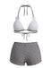Ensemble Bikini Taille Haute à Carreaux avec Nœud Rose Années 50