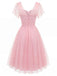 [Prévente] Robe à Pois Filet Col Cœur Rose Années 1950 4