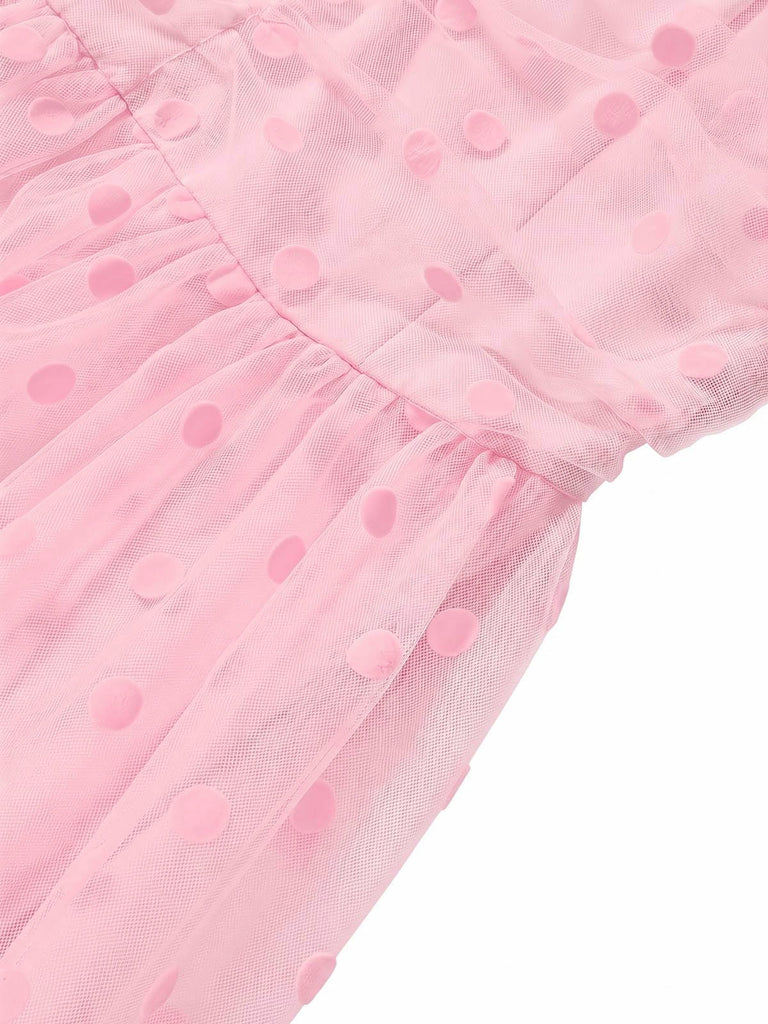 [Prévente] Robe à Pois Filet Col Cœur Rose Années 1950 7