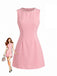Robe Ligne A Sans Manches Col Rond avec Perles Rose Années 60