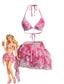 Bikini Licou Rose et Mini Jupe Tulle Années 1980