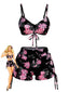 Bikini Tropical À Fleurs Noir et Rose Années 1940