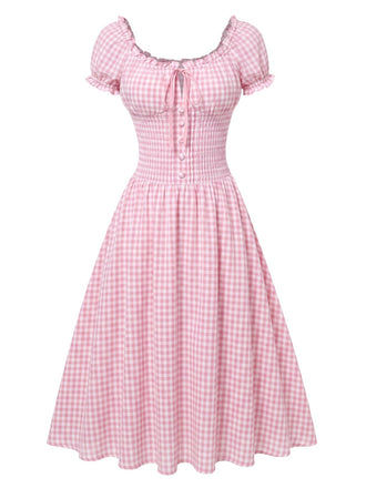 [Prévente] Robe trapèze rose avec nœud uni années 40