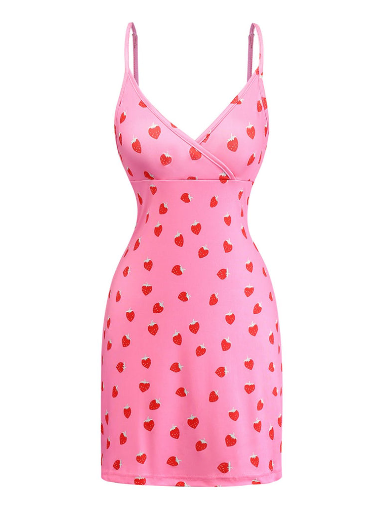 Pink dress with red heart pattern on a white background