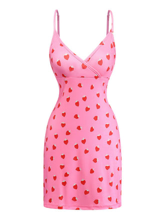 Pink dress with red heart pattern on a white background