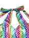 [Prévente] Robe Moulante Sirène Halter Métallisée à Franges Arc-en-ciel Années 80