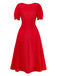 Red-1940s-Solid-Empire-Waist-Dress-back-view