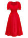 Red-1940s-Solid-Empire-Waist-Dress-front-view