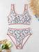Ensemble Tankini Col U Floral Bordure Zigzag Rouge Années 1950 7