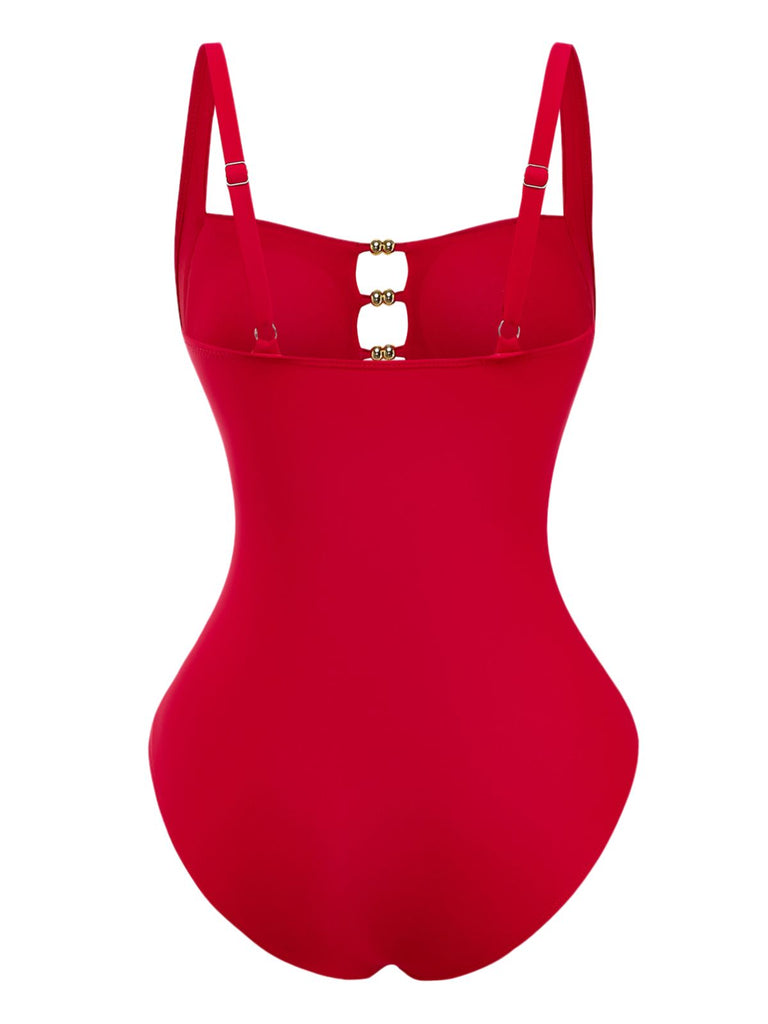 Froncé Découpé Tummy Control Maillot de Bain Une Pièce Années 1950 5
