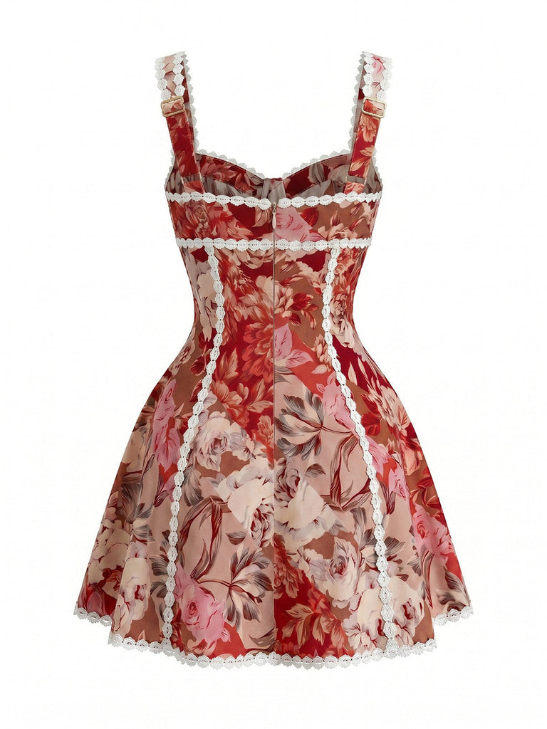 Ensemble Tankini Floral Croisé Col en V années '60 2