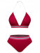 Ensemble Bikini Halter Taille Haute Pailleté Rouge Années 80