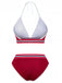 Ensemble Bikini Halter Taille Haute Pailleté Rouge Années 80